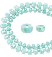 PH PandaHall 179pcs Faceted Glass Beads 2 Sizes Green Crystal Beads 6mm 8mm AB Color Rondelle Bea...