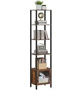 TUTOTAK 6 Tier Bookcase and Bookshelf, Narrow Book Shelf with Door for Small Space, for Living Ro...