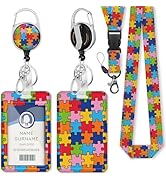 Autism Awareness ID Badge Holder with Breakaway Lanyard, Fashionable Lanyards for ID Badges Women...