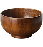 Healvian 1Pc Wood Serving Bowl Snacks Bowl Wood Salad Bowl Round Bowl Wooden Cutlery Basin Fruit ...