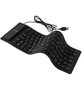 Foldable Silicone Keyboard Wired Pocket Size Slim Flexible Roll-up USB Wired Keyboard Waterproof ...