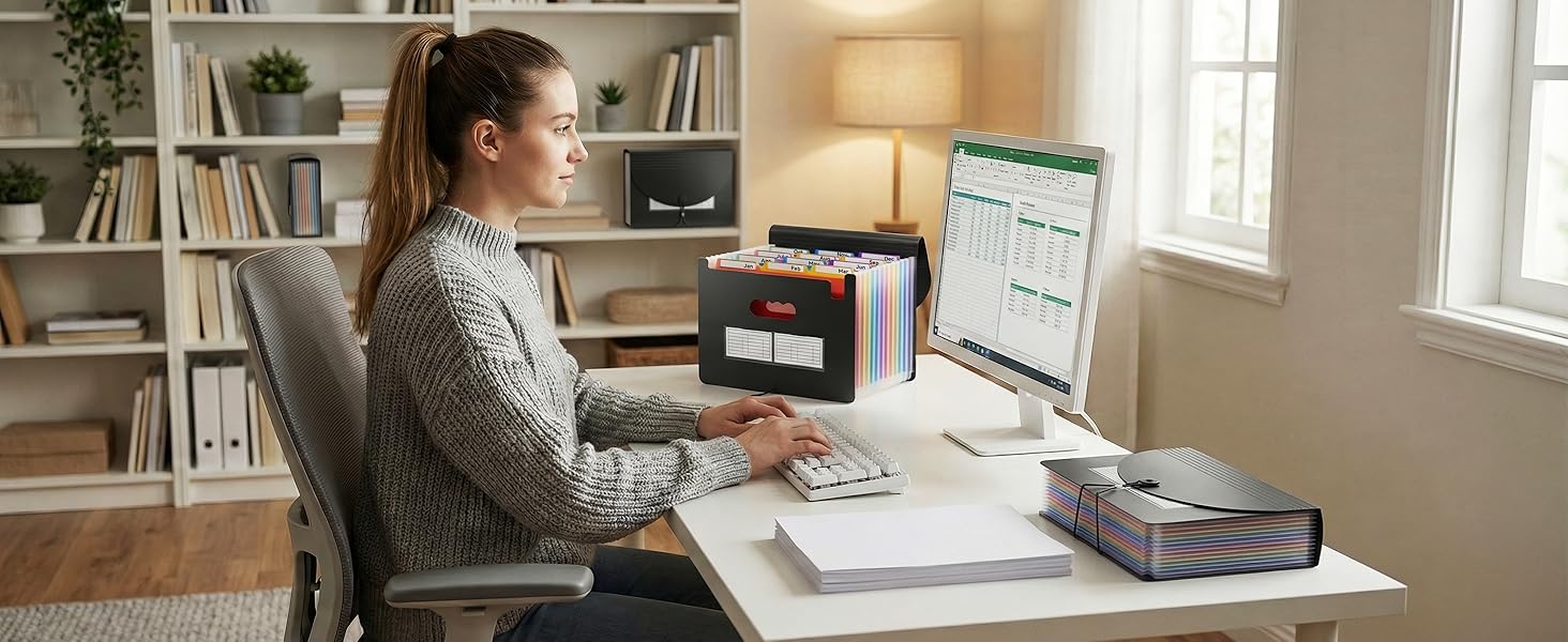 ThinkTex Expanding File Folder 12 Pockets Accordion File Organizer