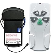 YukiHalu Universal Ceiling Fan Remote Control Kit, 3 Fan Speeds and Light Dimmer, UL Listed