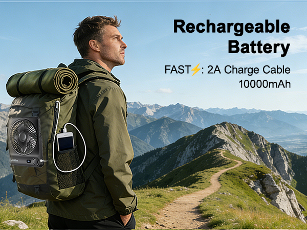 travel fan desk fan 10000mah operated outdoor electric camping desktop cooler