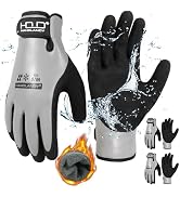 HANDLANDY 2 Pairs Waterproof Work Gloves for Cold Weather, Insulated Winter Freezer Work Gloves w...