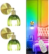 Depuley Battery Operated Wall Sconce: Set of 2 Wireless Wall Lights with Tulip Glass Lampshade fo...