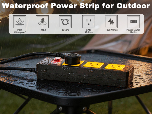 Waterproof Power Strip with Extension Cord Outdoor