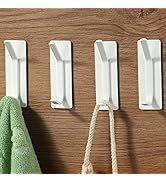 Taozun Adhesive Hooks - White Coat Hooks/Wall Hooks, Stainless Steel Towel Hangers Stick on Bathr...