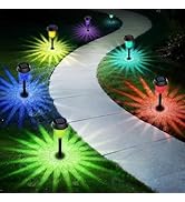 TECKNET Solar Pathway Lights 8 Pack, Color Changing Solar Lights with Warm White &amp; RGB Colored, I...