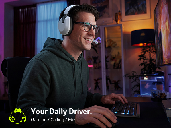 Esports player wearing white Acer headset during an intense competitive FPS PC gaming tournament.