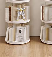 SYNCVIBE 4 Tier Rotating Bookshelf, Small Corner Bookshelf for Small Space, 360 Display Floor Sta...