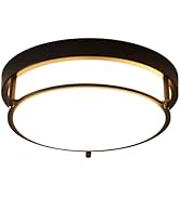 QHANTOMIZE 12 inch Black Flush Mount Ceiling Light, 2-Light Hallway Light Fixtures Ceiling, Moder...