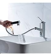 KAIYING Pull Down Bathroom Sink Faucet, Modern Lavatory Vessel Sink Faucet, Utility Single Hole K...