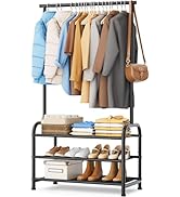 MISSLO 29" Clothing Racks for Hanging Clothes with 3 Shelves Garment Rack Heavy Duty Clothes Rack...