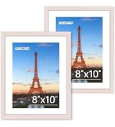 FIXSMITH 8x10 Picture Frame Set of 2, Pink Photo Frame with HD Plexiglass, Display Pictures 5x7 w...