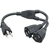 Cablelera Power Cord Extension and Splitter, NEMA 5-15P to NEMA 5-15R x 2, 16 AWG, 13A, 125V (ZWA...