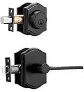parro Black Exterior Door Lock Set with Deadbolt, Heavy Duty Exterior Door Handle with Lock, Keye...