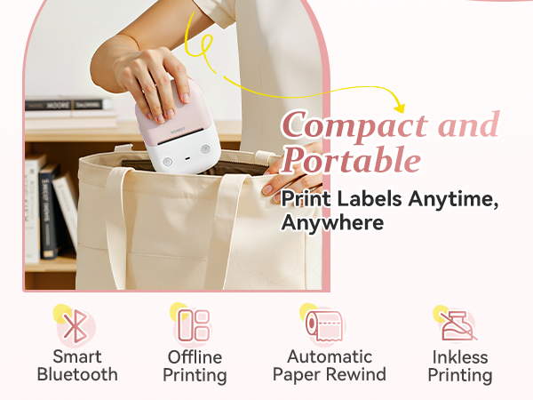 NIIMBOT B2 Label Maker Machine with Tape, Portable Bluetooth Label Printer with Multiple Templates