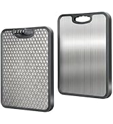 316 Stainless Steel Double-Sided Cutting Board, Thickened Chopping Board with Built-in Sharpener,...