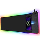 FutureCharger RGB Gaming Mouse Pad with Wireless Charger, Soft Keyboard Pad, Larger Extended Mous...