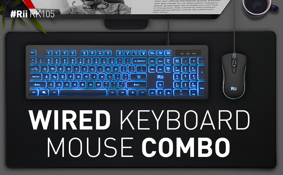 RK105 wired keyboard and mouse combo 