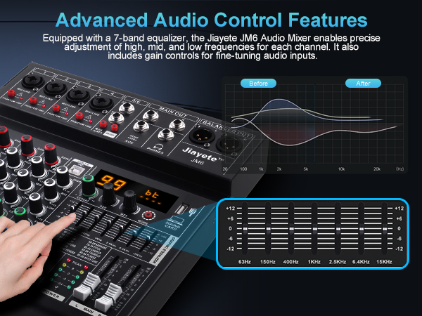 6 channels audio mixer