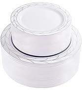 COLOSUS 100pcs Disposable Silver Plastic party plates, Heavy Duty Silver White Plastic Plates set...