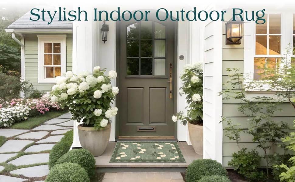 green and white rug rustic rug floral rug outdoor door mat indoor door mat doormat non slip rug