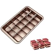 Kofebe Brownie Pan with Dividers, Non-Stick Carbon Steel Brownie Cutter, 18 Pre-Slice All Edges B...