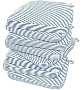 AAAAAcessories D-Shaped Chair Cushions, 2" Thick Dining Chair Pads with Ties and Removable, Machi...