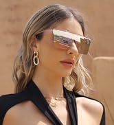 Square Oversized Sunglasses for Women Men Fashion Flat Top Big Black Frame Shades Dollger