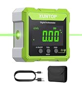 XUNTOP 4x90° Digital Angle Finder with Green Laser(Class 2, <1mW Output) 4 Sided Strong Magnetic ...