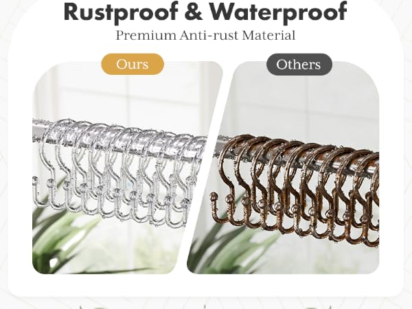 Shower Curtain Hooks RustProof Shower Hooks for Shower Curtain Liner Bathroom Shower Rod Hook