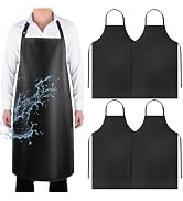 Gotega 4 Pack Waterproof Rubber Vinyl Apron Adjustable Dishwasher Apron - Apron for Women Men Hea...