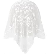 White Elegant Women Lace Flower Triangle Headband Summer Sunproof Lace Triangle Bandana for Sweet...