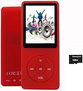 128GB MP3 Player with Bluetooth 5.2, Portable Red Music Player for Kids with Built-in HD Speaker,...