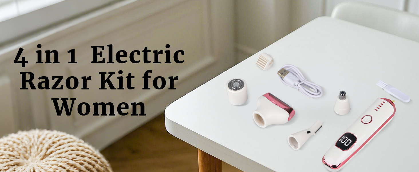 Electric Razor for Women Men Facial Hair Remover, Rechargeable Led Display Hair Removal Kit