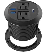 Desktop Power Grommet with PD 20W Fast Charging USB C,Recessed Power Socket with 2 AC Outlets,Flu...