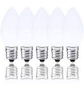 25 Pack C7 Cool White LED Replaceable Bulbs – Dimmable White LED Christmas Lights Bulbs Decoratio...