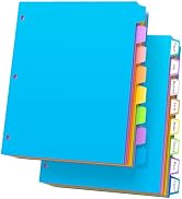 SUNQEBO Dividers for 3 Ring Binder, 16Pcs/2 Set Binder Dividers with Tabs, Plastic 3-Hole Punched...
