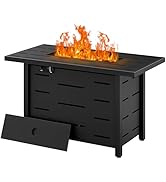 Walsunny 43 inch Outdoor Propane Fire Pit 50,000 BTU Gas Fire Pit Table with Lid, Waterproof Cove...