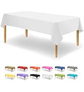 Party Dimensions White Disposable Plastic Tablecloth for Rectangle Tables (12 Pack) Table Cloths ...
