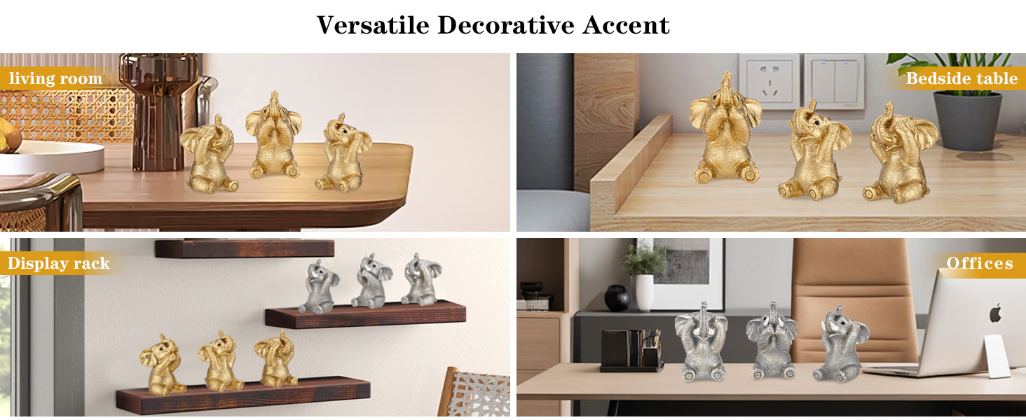 lephant figurines resin elephant decor small elephant statues lucky elephant set