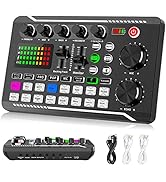 Facmogu F998 Live Sound Card Audio Mixer, Podcast Audio Interface with DJ Mixer Effects, Voice Ch...