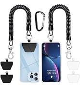 SHANSHUI Phone Lanyard Tether, Anti Theft Spring Phone Strap, 4 x Phone Pacthes &amp; Climbing Hook U...