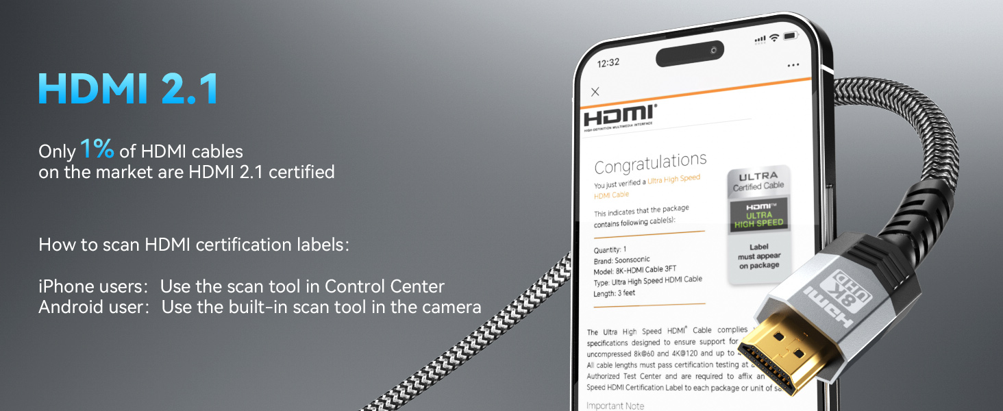 hdmi 2.1 certified high quality