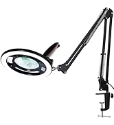 KIRKAS 12X&amp;30X Magnifying Glass with Light,2,200 Lumens LED Magnifying Lamp with Clamp, Stepless ...