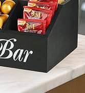 Samhe 5 Compartment Wood Coffee Bar Organzier, Countertop Storage for Cups Lids Pods Syrups, Coff...