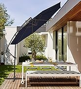 Ayge 10ft Offset Cantilever Hanging Outdoor Patio Umbrella Market Umbrella UV Resistant with Easy...