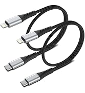 PEAKLIFT 2FT USB C to Lightning Cable, 2 Pack iPhone Charging Cable USB C Braided 2 Foot Type C t...